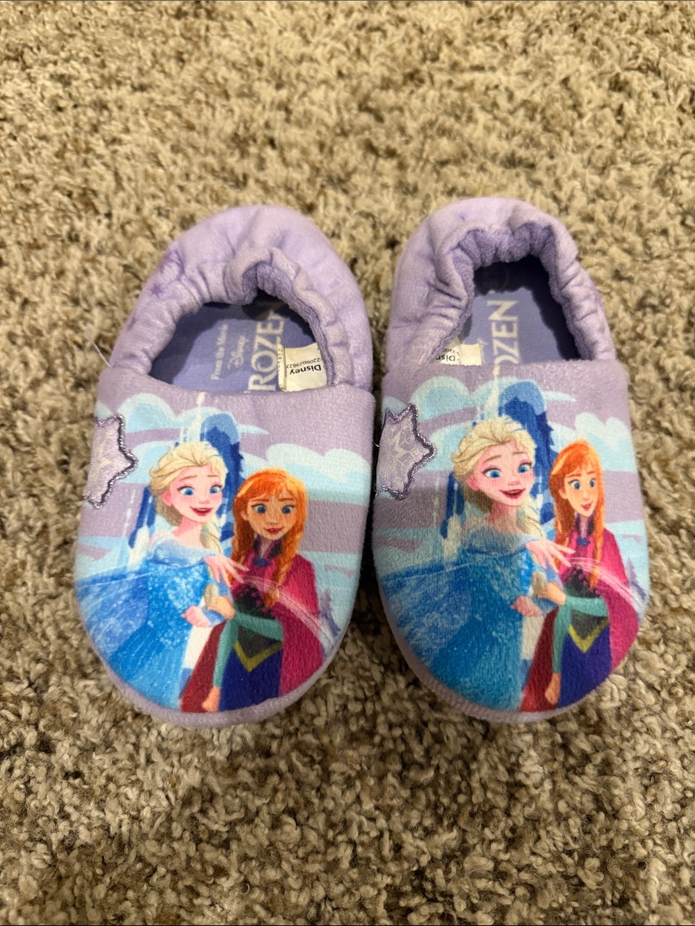 Disney Frozen Lavender Elsa & Anna Kids Footed Slippers